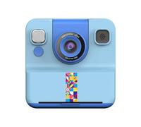 Cámara infantil con lente abatible de 180° con impresora fotográfica, pantalla de píxeles de 2400 W, reproductor de música, cámara recargable con juegos educativos