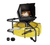 Camara Inspeccion Tuberias DVR,Pantalla En Color IPS De 4,3",Cámara De Inspección Tuberías, Cámara De Drenaje, Camara Endoscopica Industrial Tuberias Con 8 Luces (Size:20 M/65 FT,Color:cable amarillo)