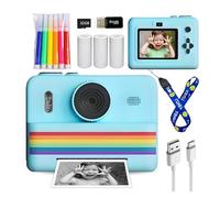 Cámara instantánea for niños con Tarjeta de Memoria de 32 GB y lápiz de Color, cámaras duales, Linterna, for niños y niñas.(Rainbow Deep Blue)