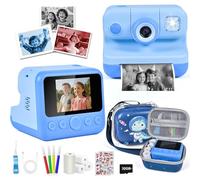 Cámara instantánea para niños - 1080P Cámara digital de 2,4 pulgadas para niños con funda de cámara, tarjeta de 32 GB y papel de impresión, cámara para niños, regalo de Navidad para niños y niñas de 3