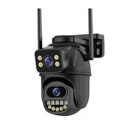 Cámara IP de Seguimiento automático AI for Exteriores, Lente Dual de 4MP, Pantalla Dual, CCTV, Audio, vídeo, vigilancia, P2P, iCSee, 4K, 8MP, HD, Wi-fi, PTZ(US Plug,4MP Add 64G Card)