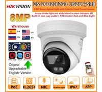 Cámara IP Hikvision de 8MP DS-2CD2387G3-LIS2UY/SRB luz híbrida inteligente ColorVu cámara de torreta de Audio bidireccional alarma de Audio de luz roja y azul