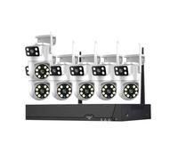 Cámara IP WiFi 4K de 8 MP con Doble Lente y Seguimiento automático, PTZ, for Exteriores, 8 Canales, NVR, Kit de protección CCTV(500g,6 Camera 8CH NVR_EU Plug)