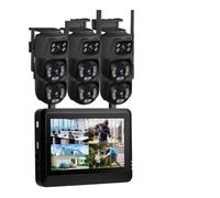 Cámara IP WiFi de Doble Lente de 6 MP, 8 Canales, NVR, Pantalla LCD de 7 Pulgadas, grabadora de Video, Sistema de vigilancia de cámaras de Seguridad for el hogar(None,BK 7inch and 6 CAM)