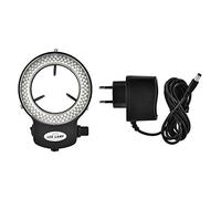 Cámara LED Industrial con Luz de Anillo LED, Cámara de Microscopio óptico con 144 Perlas LED Fuente de luz Brillo Ajustable Más de 18000LUX(EU Plug-Negro)