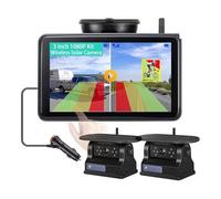 Camara Marcha Atras Cámara Respaldo Inalámbrica con Carga Solar Magnética WiFi Monitor Grabador DVR 5 Pulgadas Alarma Punto Ciego BSD para Camiones/RV