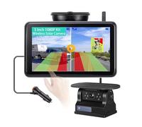 Camara Marcha Atras Cámara Respaldo Inalámbrica con Carga Solar Magnética WiFi Monitor Grabador DVR 5 Pulgadas Alarma Punto Ciego BSD para Camiones/RV