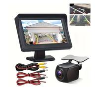 Camara Marcha Atrás Cámara visión Trasera con trayectoria dinámica HD 4,3 Pulgadas, guía estacionamiento móvil, Nocturna reversa, Juego Completo