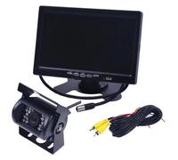 Cámara Marcha Atras Coche Cámaras Marcha Atrás DC 12-24V Autobús Camión Estacionamiento Monitor Asistencia Estándar HD Monitores 7 Pulgadas con Vista Trasera Cable Video RCA 6M(20m)