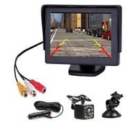 Camara Marcha Atras Coche para Camiones Autocaravanas Vehículos Recreativos Monitor 9 Pulgadas Cable 4 Pines Nocturna Resistente Agua Kit Cámara Visión Trasera(Style1)