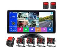 Camara Marcha Atras Monitor Grabador DVR con Alarma BSD, Radar Inteligente Zona Ciega con Pantalla Táctil De 10 "y 5 Canales, Cámara Estacionamiento 5 AHD 1080P