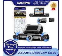 AZDOME Dash Cam M660 2K + 3*1080P 4CH coche DVR GPS 5G Wifi incorporado 128GB eMMC Control de voz 24H Monitor de estacionamiento súper visión nocturna