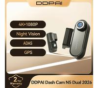 Cámara para Auto DDPAI N5 Dual 4K HDR Delantera y Trasera con IA, Visión Nocturna, WiFi 6, GPS, ADAS, Control por Voz, Modo de Estacionamiento 24H, DVR