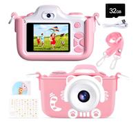 Cámara para niños, Cámara de Fotos Digital, Selfie y Cámara de Video con 12 Megapíxeles/Lente Dual/Pantalla de 2 Pulgadas / 1080P HD/Tarjeta 256M TF, Regalo de Cumpleaños para Niños (Rosa)