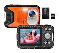 Cámara para niños, cámara impermeable 21MP 1080P cámara digital subacuática con flash LCD de 2.8 pulgadas, cámara digital HD recargable para niños y niñas Snorkeling/viaje/regalo (naranja)