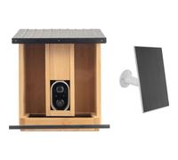 Technaxx Comedero para Pájaros con Cámara WiFi TX-384 - Cámara HD 3MP Solar, Visión Nocturna, Detección de Movimiento, App Móvil, Comedero de Madera, MicroSD