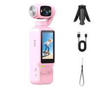Cámara para Vlogs 4K con Lente giratoria de 180°, cámara de acción portátil de Bolsillo con grabación de Audio y Video, grabadora de Video de Mano con Pantalla de 1.97",Pink-134 * 42 * 31mm