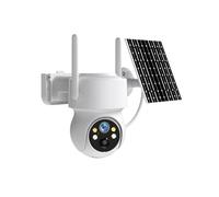 Cámara PTZ con WiFi for Exteriores, cámara IP Solar inalámbrica con Zoom 10X, cámara de videovigilancia con batería integrada, Tiempo de Espera prolongado(Camera Add 128G)