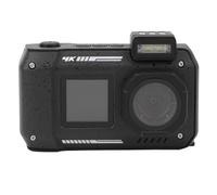 Cámara Resistente Al Agua, Vídeo 4K de 65MP, Zoom 10x, Pantalla Dual para Selfies, Batería de 2500mAh, Linterna, Lapso de Tiempo, Esnórquel, Buceo (Black)