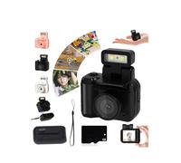 Cámara retro a presión, cámara nostálgica miniretroflex, mini cámara retrosnap, pequeña cámara nostálgica, mini llavero vintage, mini cámara HD 1080P con luz flash LED (negro)