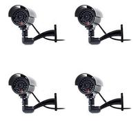 Cámara Seguridad Falsa Interior Exterior Calidad CCTV Cámara de Vigilancia con Intermitente Luz LED Noche x 4