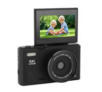 Cámara sin Espejo de 75MP 5k con Zoom Digital de 18x y Detección de Sonrisa, Inteligente de Enfoque Automático para Fotografía de Viaje, Cámara de Vlogging Compacta para la (Black)