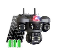 Cámara Solar inalámbrica WiFi de 9 MP, Tres Lentes y Tres Pantallas, Tarjeta SIM 4G, detección de Personas, vigilancia Solar for Exteriores(4G Sim CAM 128g Card)