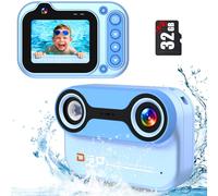 Cámara subacuática 10FT 1080P Full HD 26MP, 10X Zoom digital, para selfies, natación, playa, parque acuático - Azul
