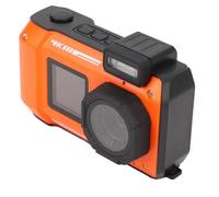 Cámara Subacuática 4K 65MP, Enfoque Automático Pantalla Dual de 2,88 Pulgadas 1,44 Pulgadas, Cámara Impermeable de 2500mAh 33 Pies con Luz de Relleno, para Bucear (Orange)