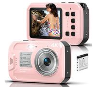 Cámara subacuática 4K, cámara digital impermeable de 64 MP de 16 pies con tarjeta de 16 GB, cámara impermeable flotante de enfoque automático con pantalla IPS HD, zoom digital de 16X, luz de relleno