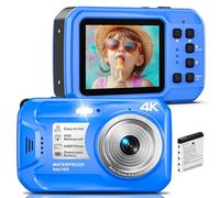 Cámara subacuática 4K, cámara digital impermeable de 64 MP de 16 pies con tarjeta de 32 GB, cámara impermeable flotante de enfoque automático con pantalla IPS HD, zoom digital de 16X, luz de relleno