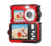 Cámara Subacuática, Cámara Impermeable de 11 Pies, Full HD 2.7K 48MP Autofocus Selfie Cámara de Agua de Pantalla Dual con Correa Flotante, Cámara Subacuática con Luz de Relleno