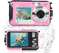 Cámara subacuática Comius Sharp para esnórquel, 10 pies de 3 MP, foto FHD, vídeo digital, resistente al agua, con tarjeta de memoria de 32 G para disparador automático, bajo el agua, surf, buceo, rosa