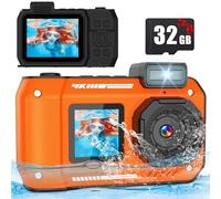 Cámara subacuática de 33 pies/10 m, cámara Digital Impermeable 4K 48MP con Tarjeta de 32 GB, Doble Pantalla, Resistente, a Prueba de Polvo, a Prueba de Golpes, Enfoque automático, cámara Digital para