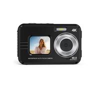 Cámara subacuática resistente al agua 48MP/4K/zoom 16x/pantalla dual/enfoque automático Black