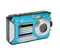 Cámara Submarina Impermeable, 4K 56MP Digital con Zoom 16X, Tarjeta 64G de Pantalla Dual, Enfoque Automático, Detección de Rostros, Batería de 1250mAh para Snorkel (Blue)