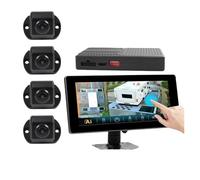 Cámara Trasera Cámara De Visión Panorámica 3D IA Autocaravanas Turismos Vehículos Recreativos Sistemass AHD 1080P con Reconocimiento Inteligente Camara Marcha Atras(A with Calibration 64G)