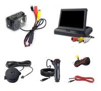 Cámara Trasera Cámara Marcha Atrás 3 En 1 Kit Sensores Aparcamiento con Vídeo Parktronic para Pantalla Visible Radar Monitor 43 Pulgadas/5 Pulgadas Reversa(4.3in Kit B)