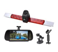 Cámara Trasera Camara para Hella 2DA 343 106-201 con Monitor Espejo 7" Freno Doble Lente Visión Trasera Marcha Atrás Compatible con Todos Los Vehículos Planos(2 Split Screen Kit)