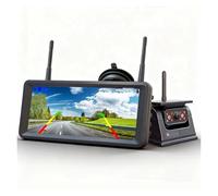 Cámara Trasera Cámara Respaldo Marcha Atrás con Imán De Energía Solar Inalámbrica HD con Monitor Grabación DVR Visión Trasera 7 "para Caravana Remolque Reversa(64G)