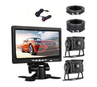 Cámara Trasera Cámara Respaldo Monitor 7 Pulgadas 12-24V 8 LED IR Vista Trasera/Delantera/Izquierda/Derecha Pantalla HD para Camión Conjunto