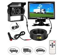 Cámara Trasera de Coche de señal HD, Monitor de 7" y Camara de Marcha Atras Impermeable Visión Nocturna, 170 ° Ajuste Gran Angular para RV Bus Remolque Camión Furgoneta