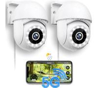 Camara Vigilancia Wifi Exterior 2.4G/5G, Cámara de Seguridad en la Nube de 2.5K 4MP con Función de Panorámica, Visión Nocturna a Color, Grabación Continua las 24 Horas del Día, Seguimiento Automático