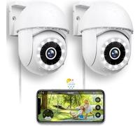 Camara Vigilancia WiFi Exterior 4MP/2,5K, Cámara IP Vigilancia de Seguridad 360°, AI Detección de Humana, Seguimiento Automático, Nocturna a Color, Audio Bidireccional, Compatible Alexa, IP65, 2 PZ
