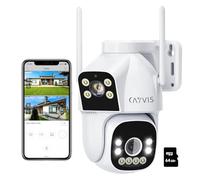 Cámara Vigilancia WiFi Exterior, Doble Lente con SD 64G,PTZ Cámara IP Vigilancia Domicilio, FHD 2,4GHz,Automático Detección Humana, Zoom óptico 4X Visión Nocturna Colorida,Audio Bidireccional, IP66