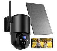 Camara Vigilancia WiFi Exterior Solar: 2K Camaras de Vigilancia sin Cables 360° PTZ Cámara WiFi Exterior Batería Domicilio Cámaras de Seguridad Inalámbricas con Visión Nocturna Color Sirena IP66