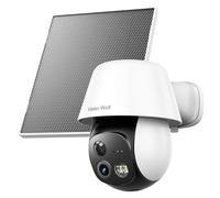 Cámara Vigilancia WiFi Exterior Solar Inalámbrica 2K (3MP) - PTZ 360° Visión Nocturna Color, Detección Humana PIR, Sirena y Foco, Audio Bidireccional, IP65 Impermeable, Configuración Bluetooth