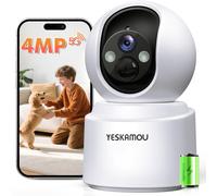 Camara Vigilancia WiFi Interior Sin Cable 2.5K 4MP, Batería Recargable 6000mAh Larga Duración, WiFi 2.4/5GHz, 360° PTZ, Visión Nocturna Color, Detección PIR Inteligente, Ideal para Bebé Mascota Hogar