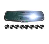 Cámara Visión Trasera Monitor Espejo con Atenuación Automática, Sensor Estacionamiento LED Parktronic Automático para Coche, Pantalla Detección Radar 4/8(Negro,4 Sensors)
