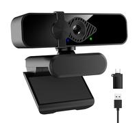 Cámara web 2K Ultra HD, cámara web USB para monitor de PC, portátil, escritorio, cámara web externa con micrófono, adaptador USB C, cubierta de privacidad para videoconferencias, transmisión y
